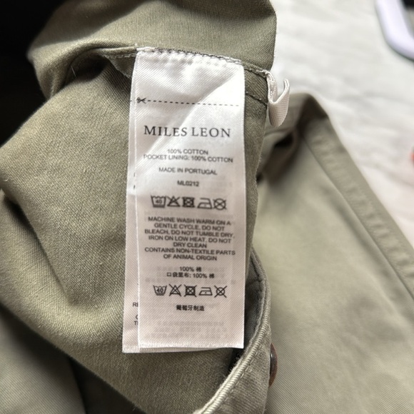 Miles Leon Olive Green Cotton Adjustable Waist Patch Pocket Chino Trouser UK32 - Picture 13 of 16
